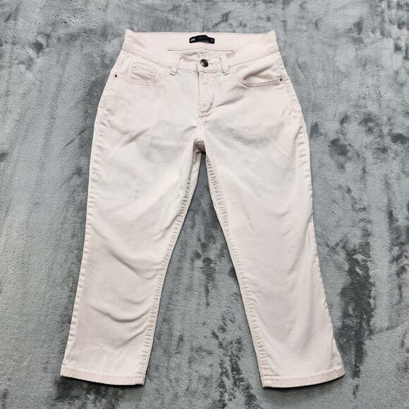 Lee Jeans Womens 4P PETITE Pink Easy Fit Mid Rise Straight Crop Capri Stretch - Picture 1 of 12
